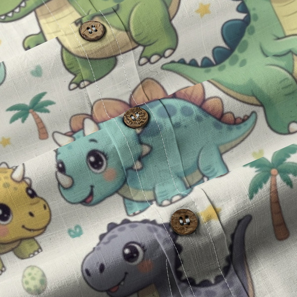 Dino Print ABDL Button-Up Shirt | Breathable Cotton Little Space Top