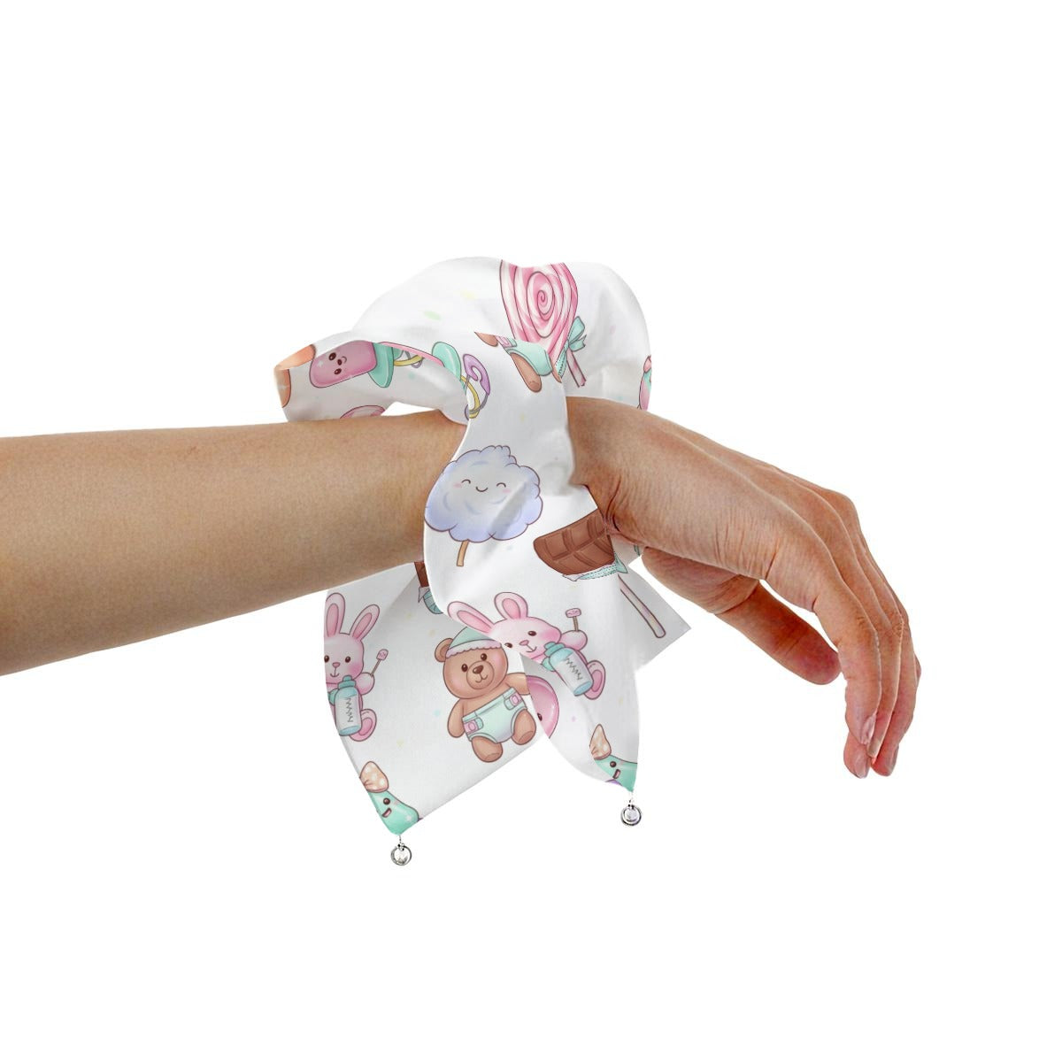 Sweet Treats & Diapered Teddies" Satin Pearl Hair Scarf
