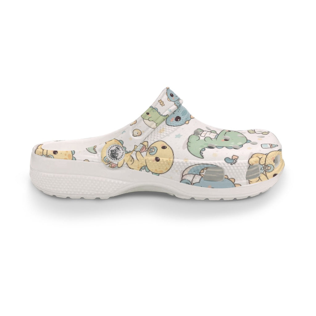 Pastel Dino Print Comfort Clogs