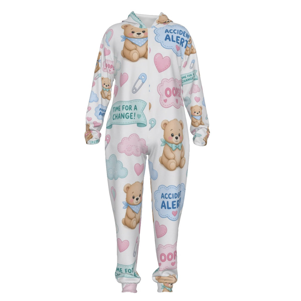 Accident Alert Teddy Bear ABDL Plush Jumpsuit