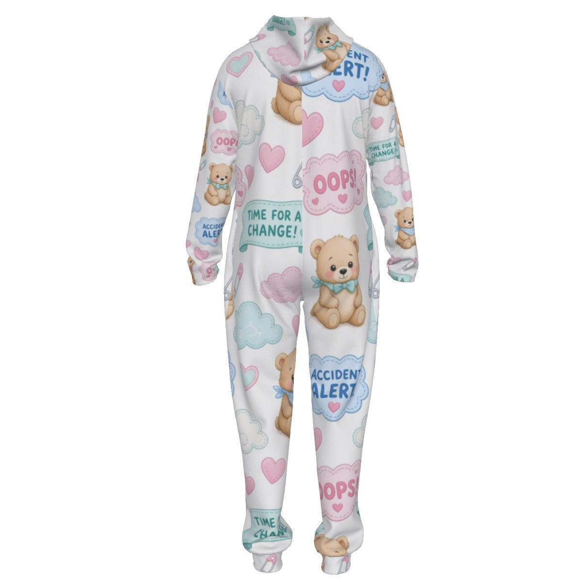 Accident Alert Teddy Bear ABDL Plush Jumpsuit
