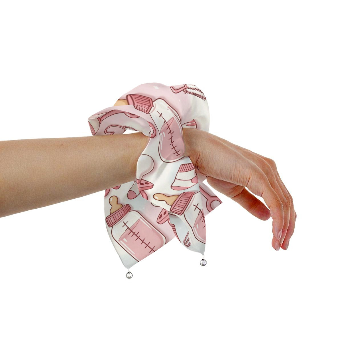 "Baby Girl Essentials" Pink Nursery Satin Pearl Hair Scarf