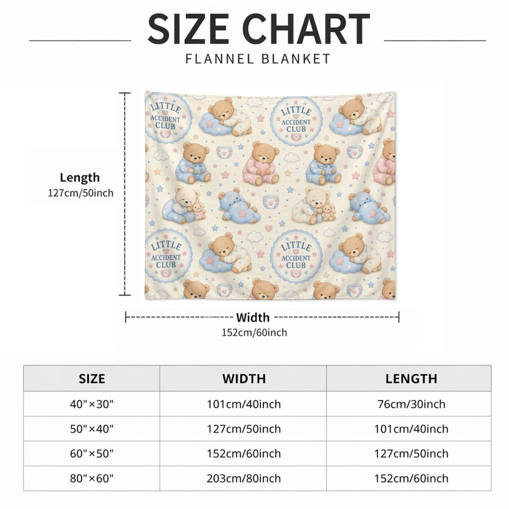 Little Accident Club ABDL Teddy Bear Flannel Blanket