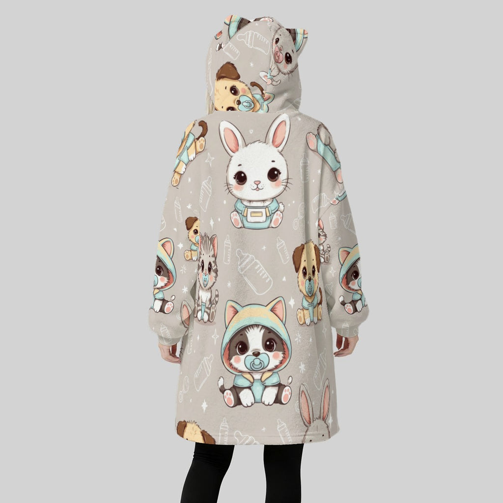 Adorable Babyfur Friends Oversized Hoodie Blanket – Perfect for Little Space Snuggles! 🍼🐶🐱🐰