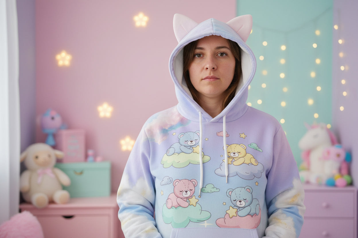 ✨ Dream Cloud Starry Night Ear Hoodie - ABDL Comforts Signature | Ethereal Pastel Little Space Hoodie ✨