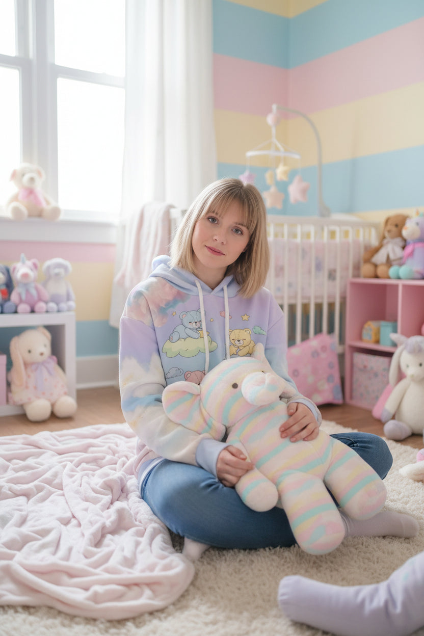 ✨ Dream Cloud Starry Night Ear Hoodie - ABDL Comforts Signature | Ethereal Pastel Little Space Hoodie ✨
