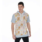 Pastel Teddy & Duck Short-Sleeve Hoodie