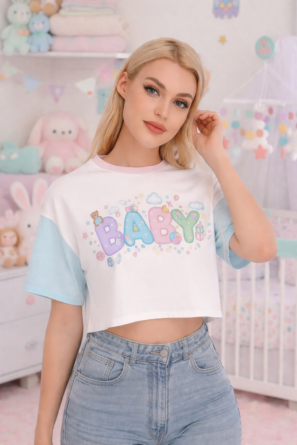 Adorable Pastel "BABY" Crop Top – Your Cute Little Secret! 🍼🌈