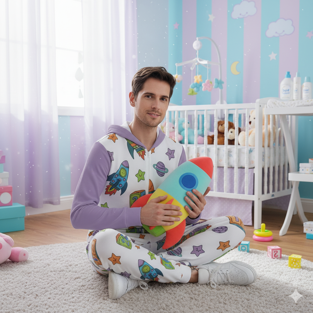 🌌 ABC Galaxy Hooded Jumpsuit – ABDL One-Piece