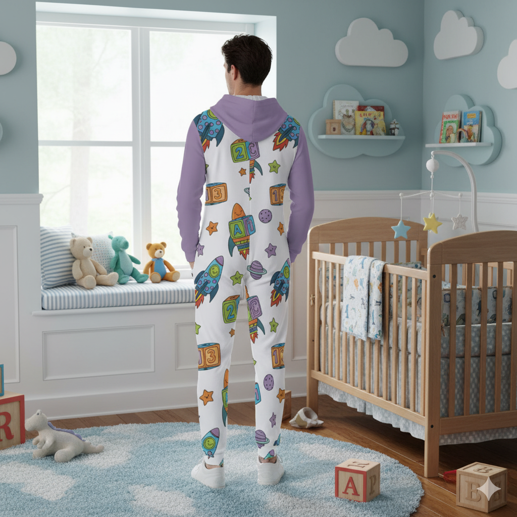 🌌 ABC Galaxy Hooded Jumpsuit – ABDL One-Piece