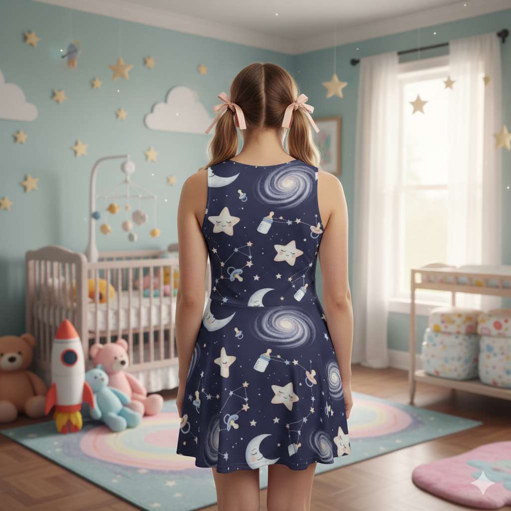 🌙 StarrySnuggle Sleeveless Dress – ABDL Celestial One-Piece