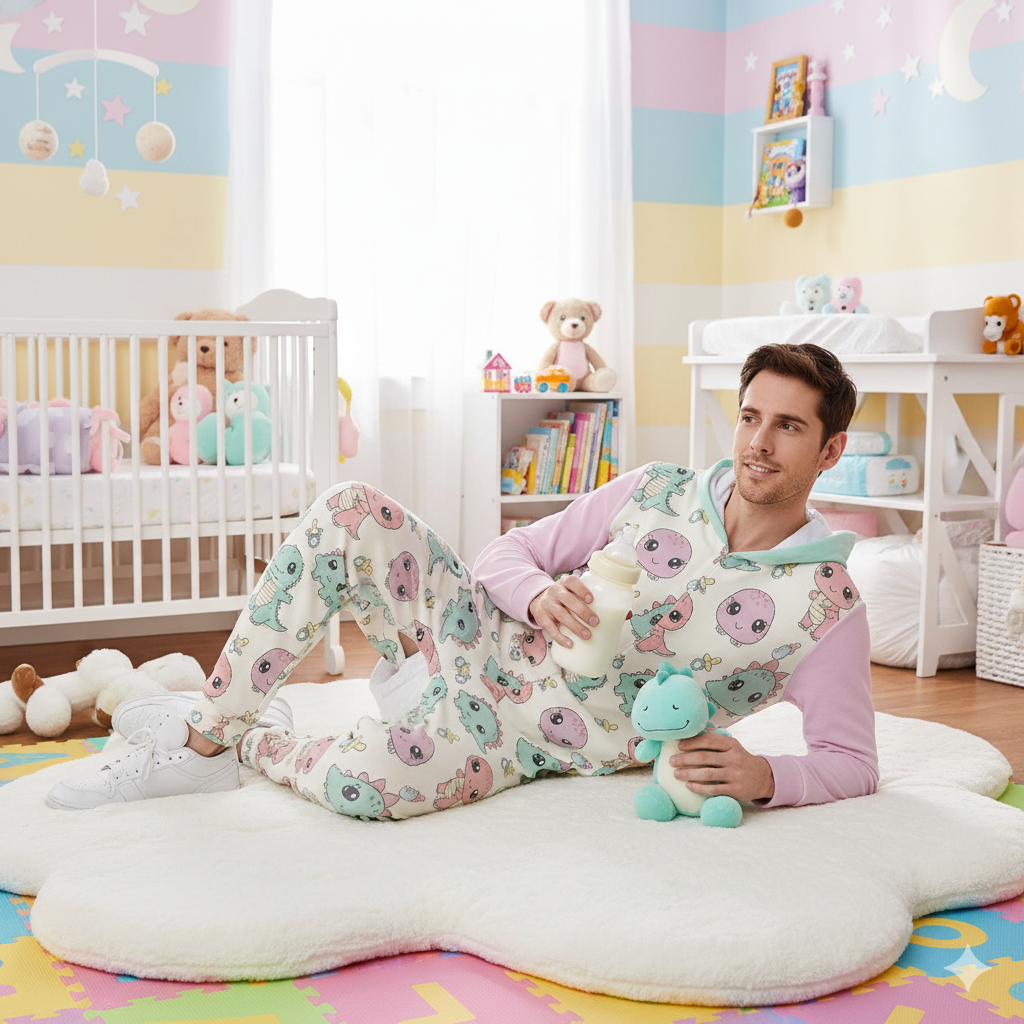 🦕 DinoDream Hooded Jumpsuit – ABDL One-Piece