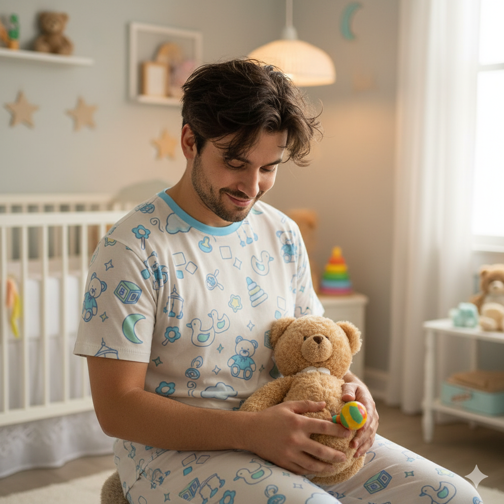 Cozy Nursery Dreams Adult T-Shirt - Pastel Baby Bliss Pattern