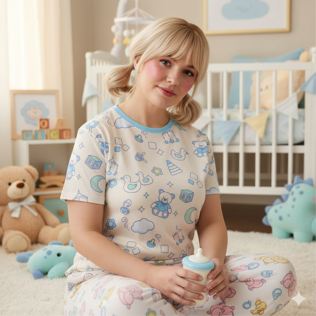 Cozy Nursery Dreams Adult T-Shirt - Pastel Baby Bliss Pattern