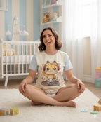 DJ Giraffe ABDL Onesie - Short-Sleeve Cotton Snap-Crotch