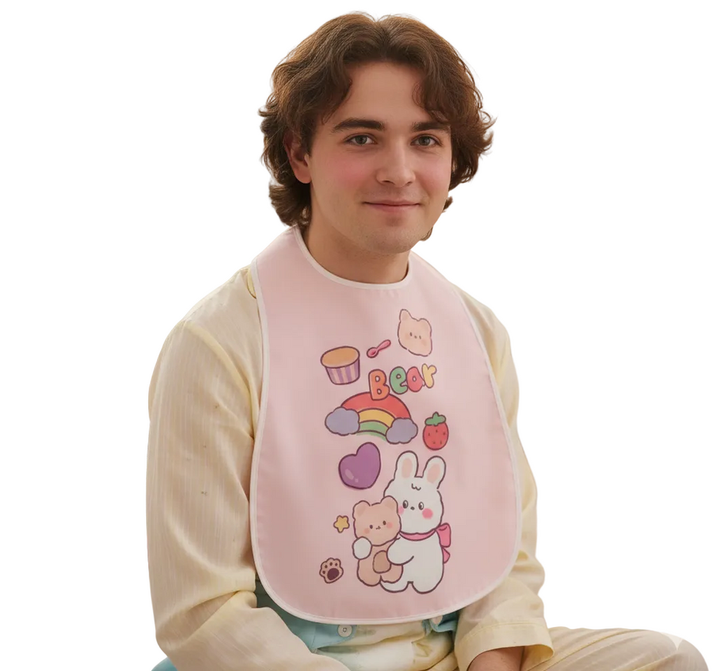 🧼 Cute Cartoon Adult Baby Bib – Soft, Washable & Regression-Ready