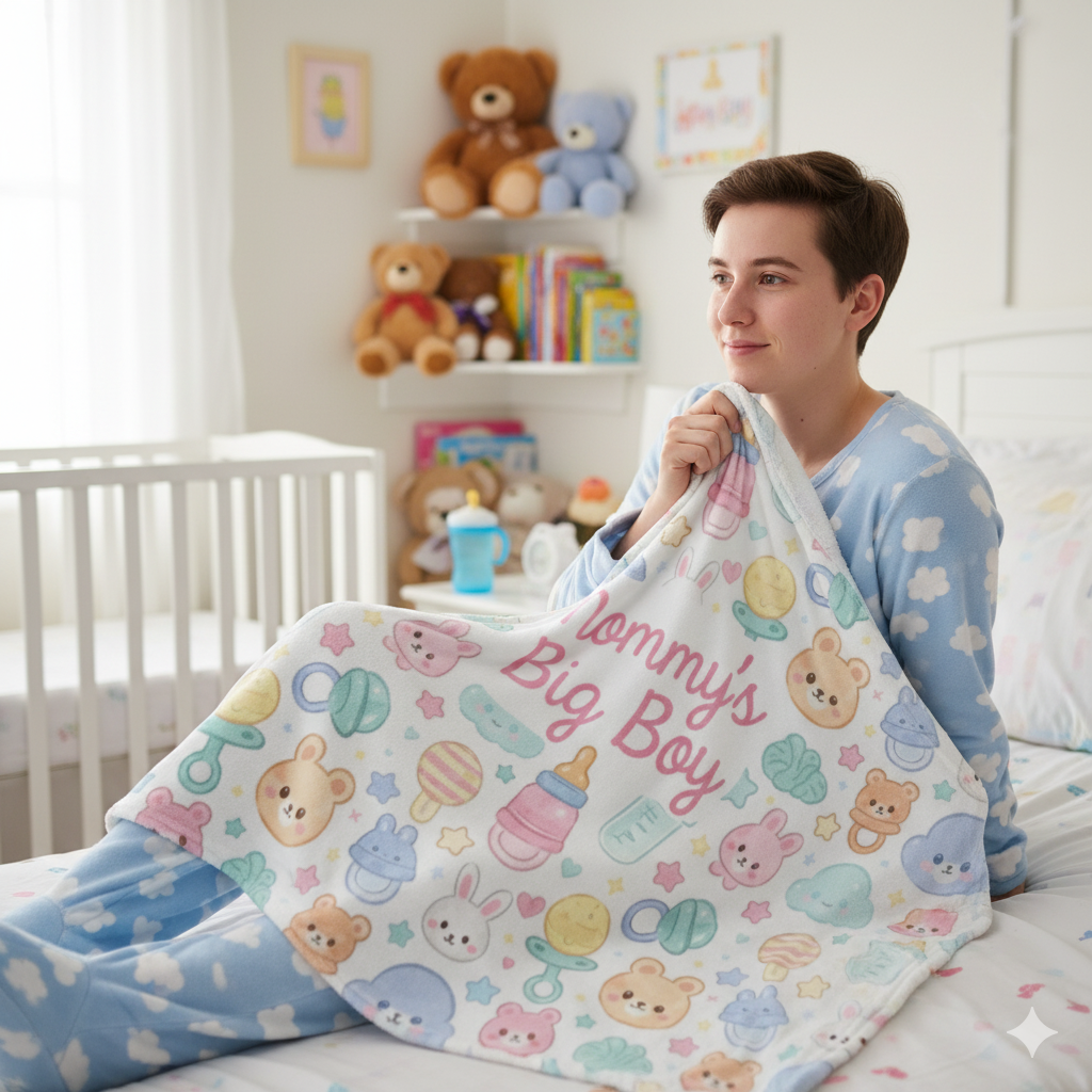 💙 Mommy’s Big Boy Blanket – Soft Fleece Flannel Winter Sheet