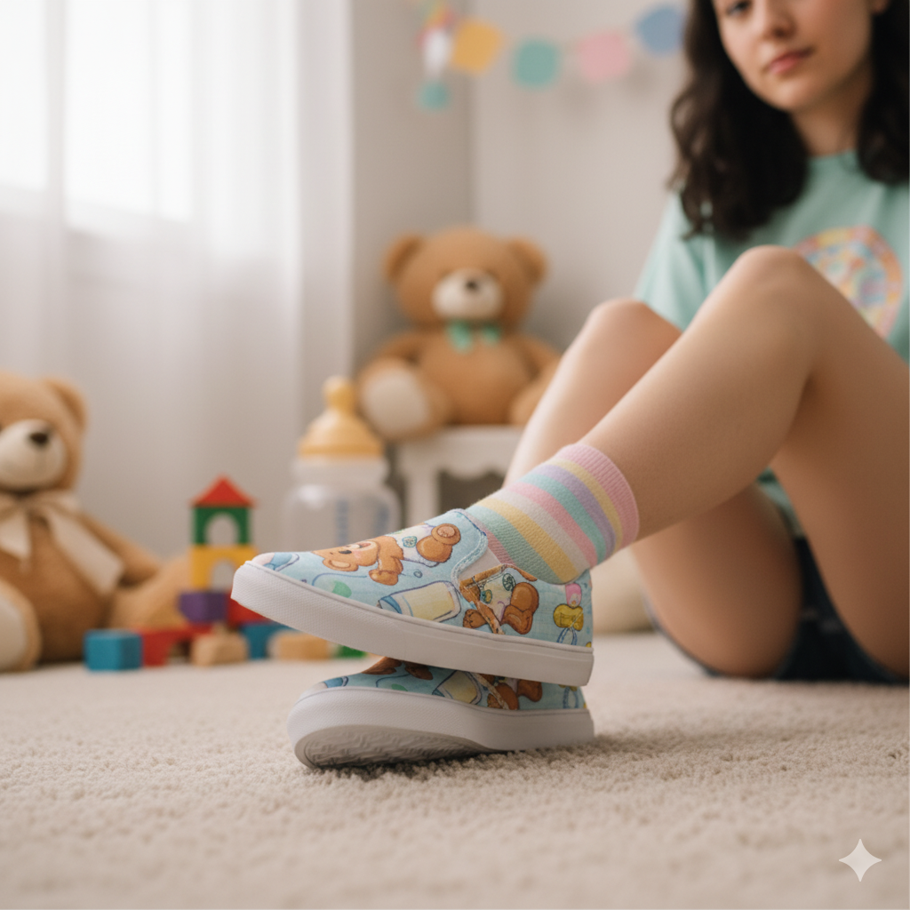 Little Paws, Big Adventures: ABDL Beary Cute Slip-On Canvas Shoes! 🐻🍼