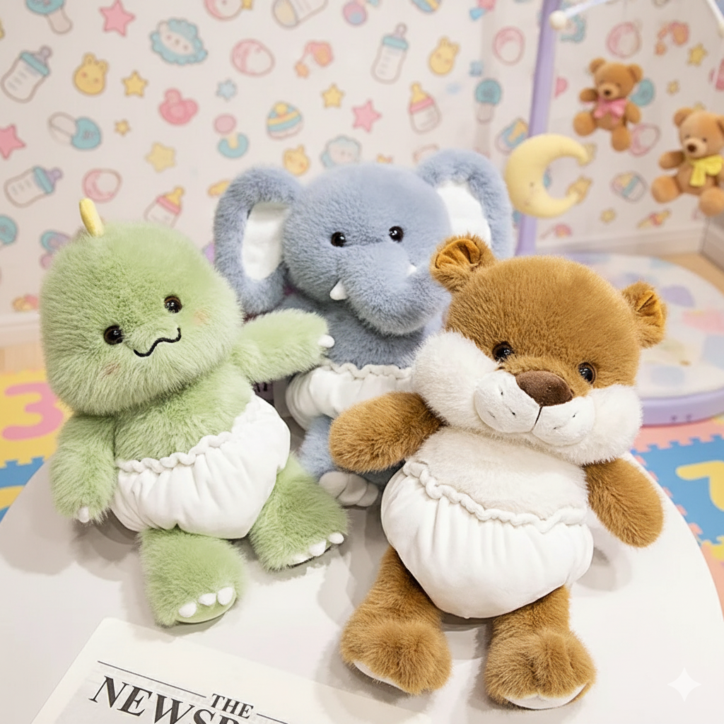 🧸 Diapered Plush Pals – 40cm Cotton Cuties