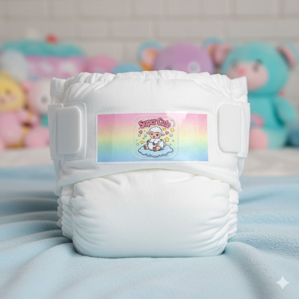 “Super Cute” Diaper Sticker – Pastel Lamb Vinyl Decal for ABDL Littles