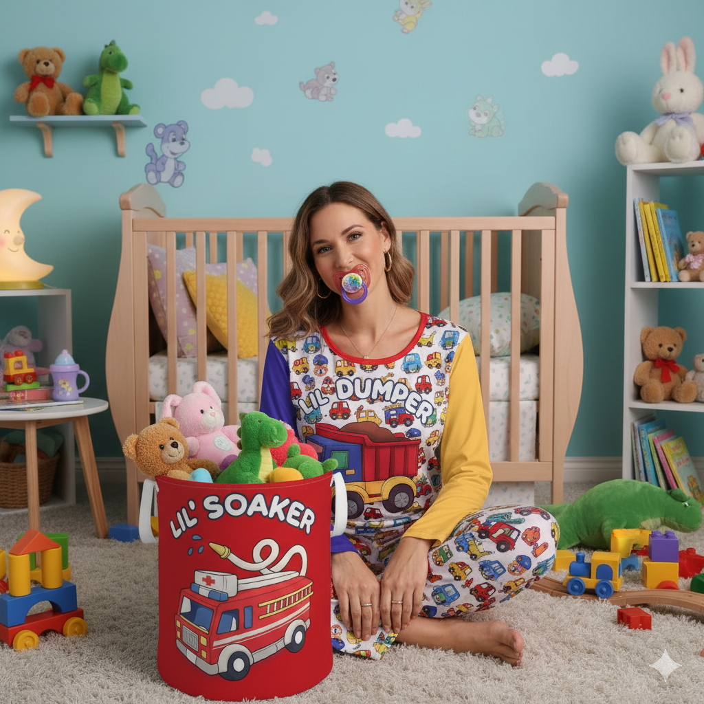 🚒 Lil’ Soaker Foldable Storage Basket – For Big Babies with Big Messes