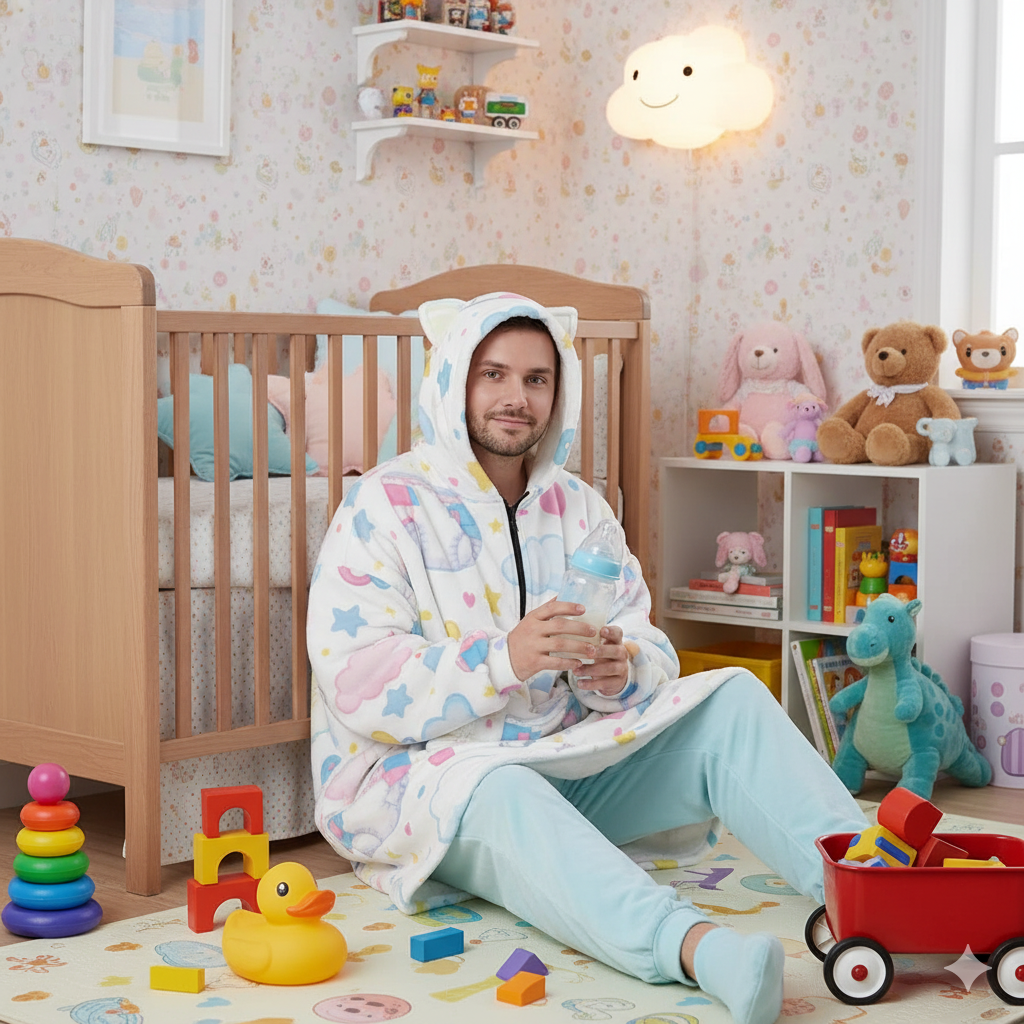 Cozy Kawaii Cat-Ear Hoodie Blanket for ABDL Snuggles