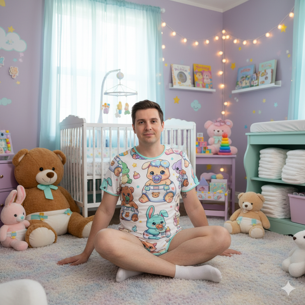 Playtime Pals Adult Onesie - Diapered Stuffie Party Bodysuit