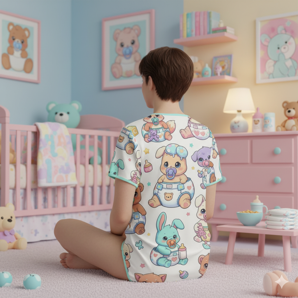 Playtime Pals Adult Onesie - Diapered Stuffie Party Bodysuit