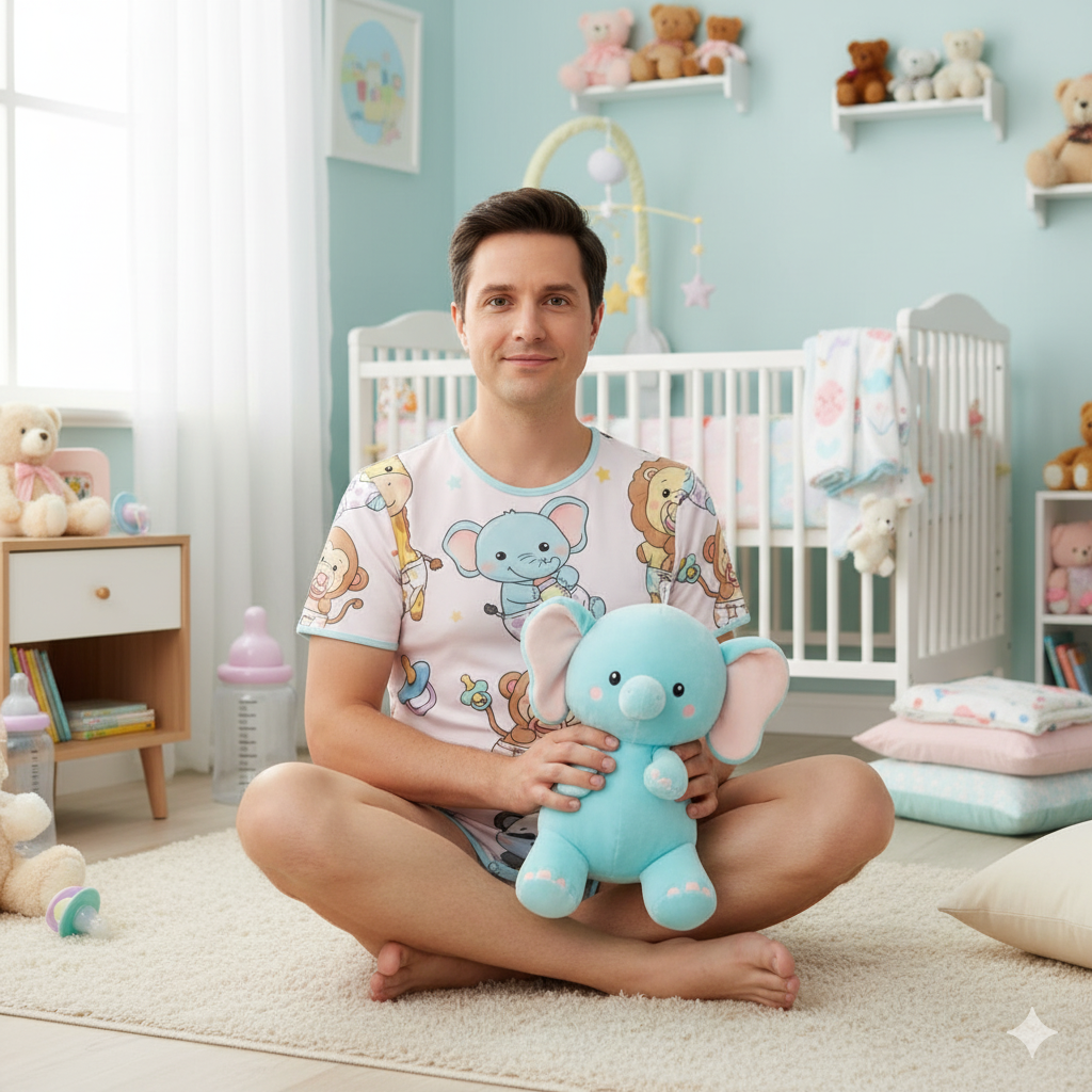 Diapered Safari Adult Onesie - Baby Zoo Friends Onesie