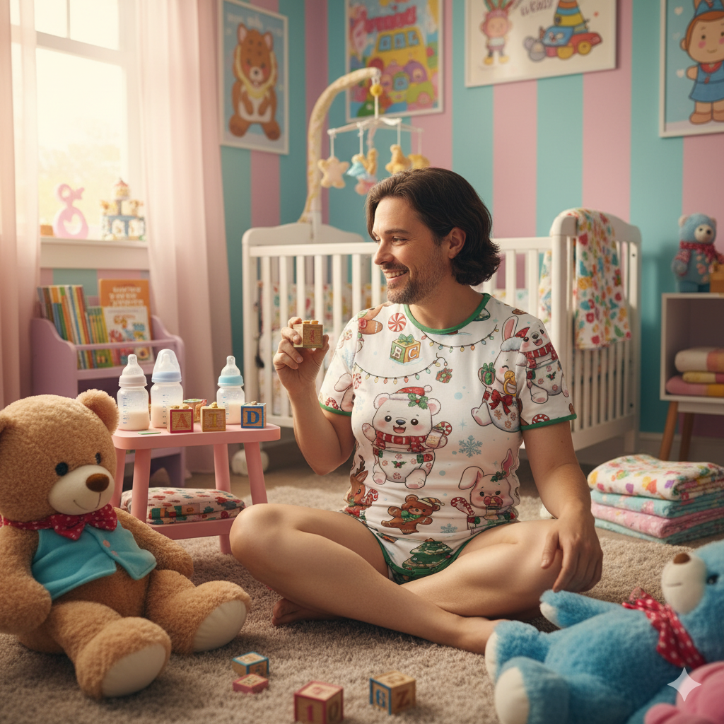 Winter Wonderland Littles Adult Onesie - Christmas Baby Animals Bodysuit