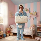 "My Little Adventures" Personalized Quilted Bunny Diaper Bag - For Big Littles on the Go!