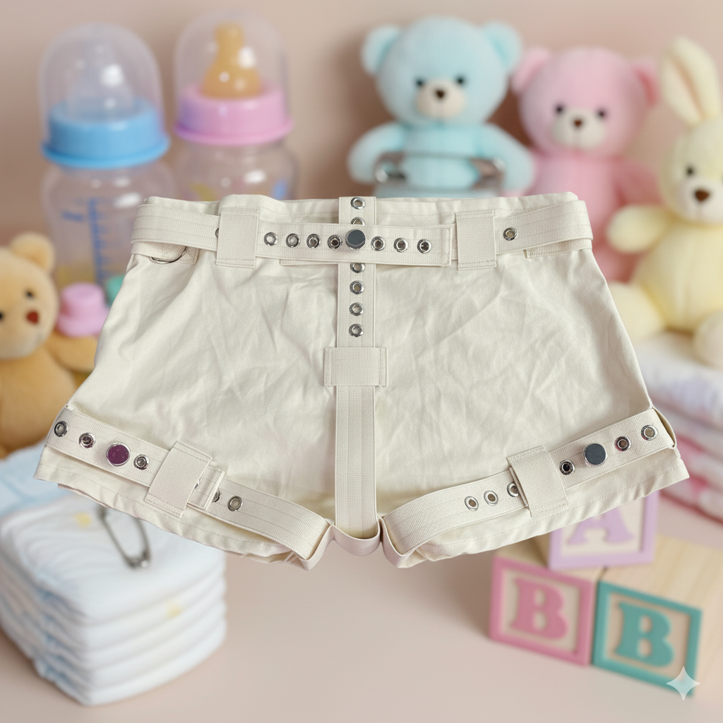 Bondage Gear Dom Training Pants: Lockable Fetish Wear for ABDL, DDLG, and Ageplay Enthusiasts – Large Size Exclusive!