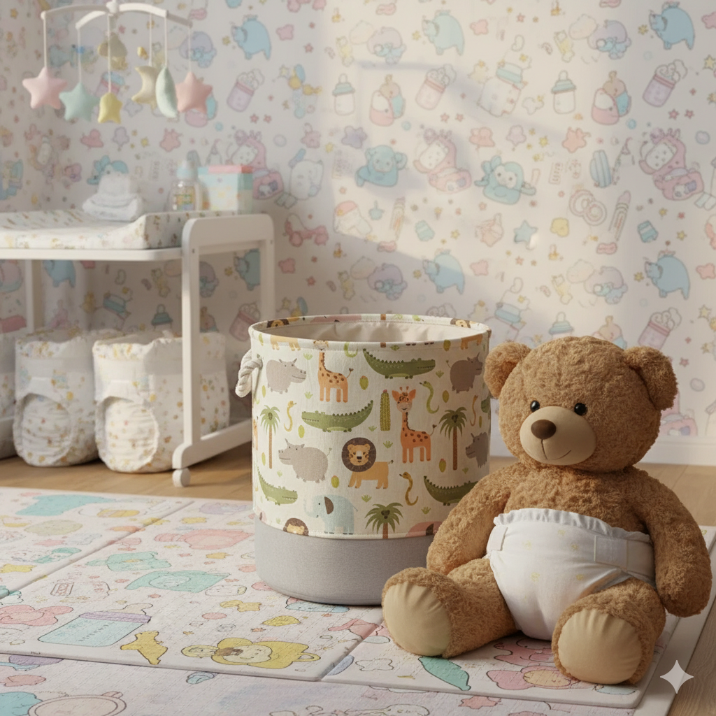 🧺 Nursery Critter Storage Basket – Lion & Animal World