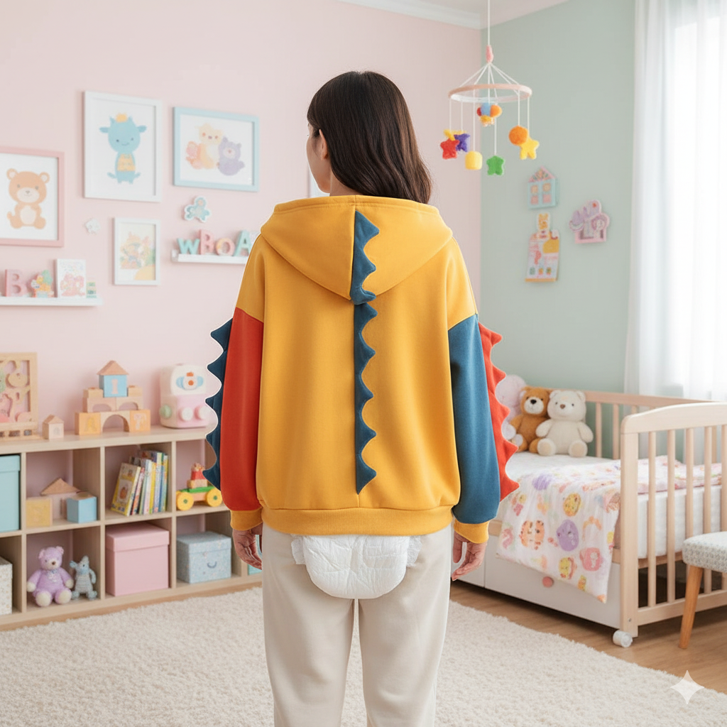 - Rawr & Snuggle – Colorblock Dino Hoodie for Diapered Cuties