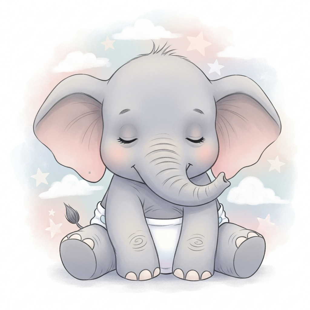 🐘 “Sleepy Snuggles Elephant” – ABDL Framed Mural