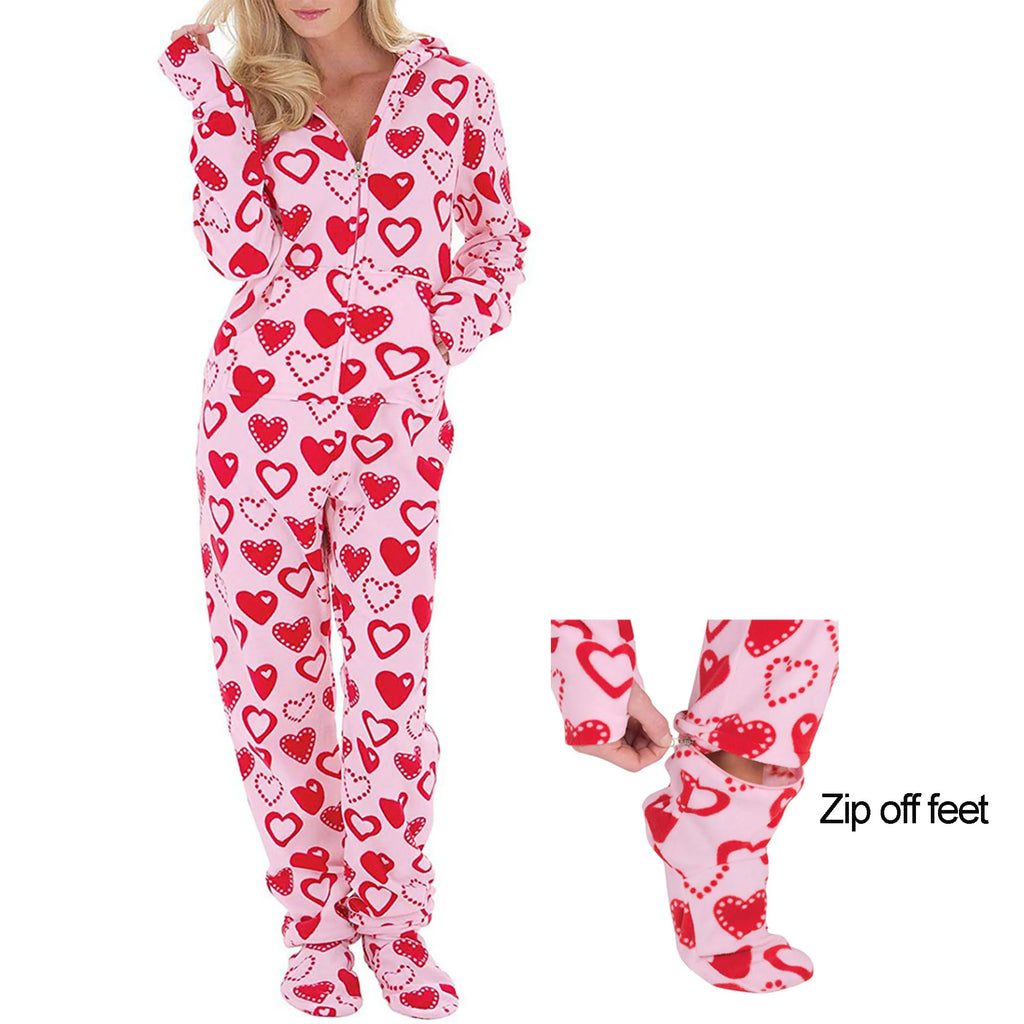 Pink Hearts Footed Sleeper Onesie — ABDL Adult Pajamas