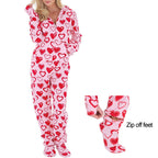 Pink Hearts Footed Sleeper Onesie — ABDL Adult Pajamas