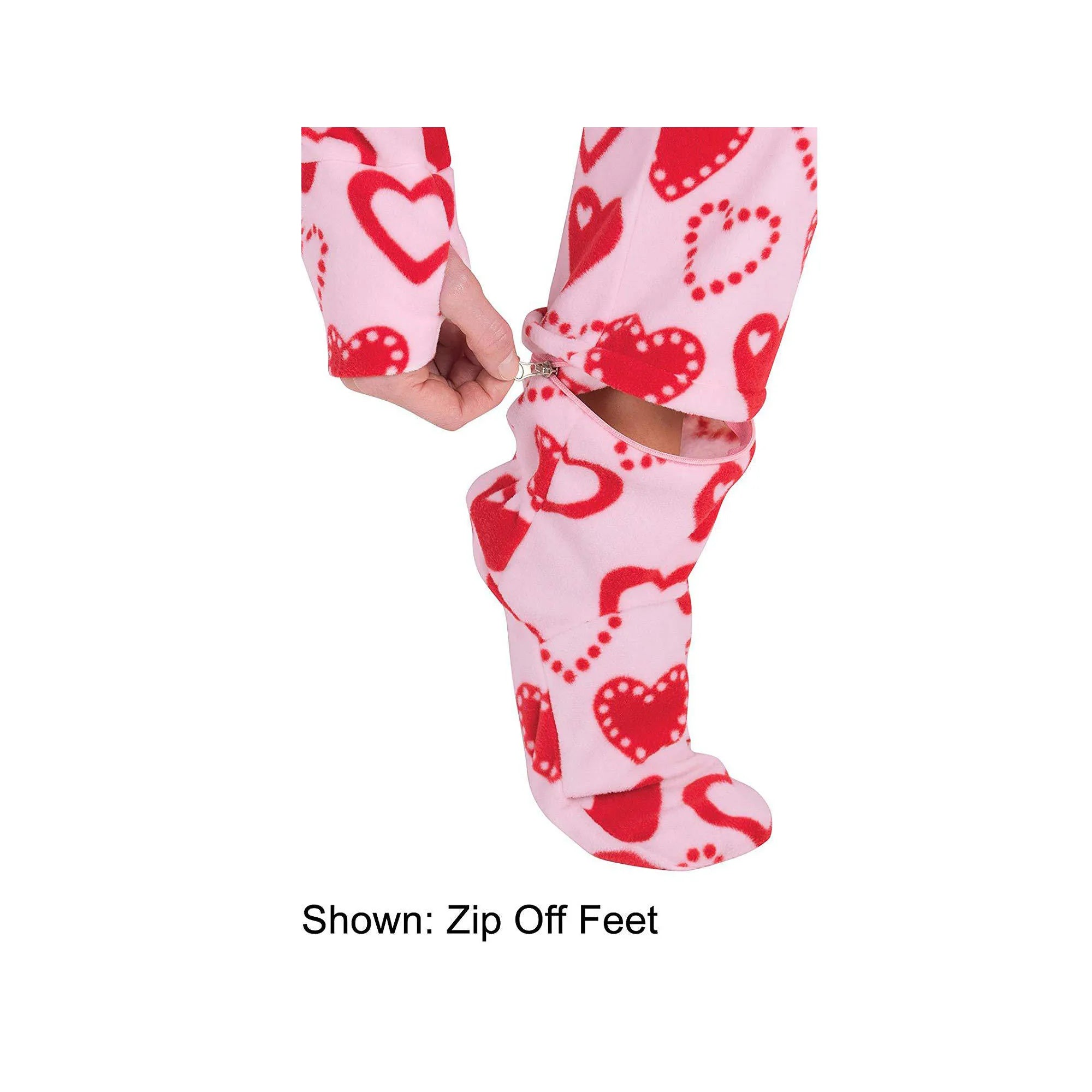Pink Hearts Footed Sleeper Onesie — ABDL Adult Pajamas