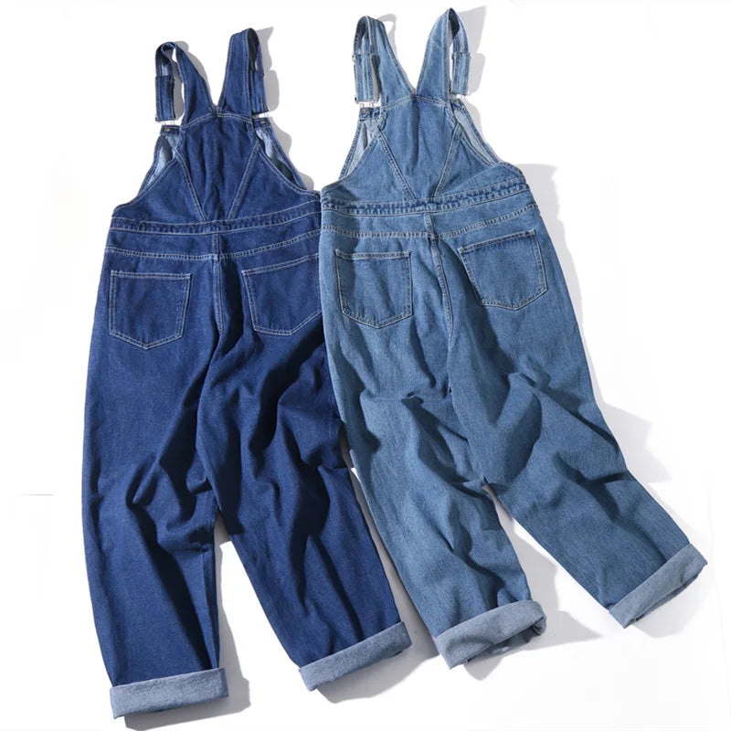 ABDL Denim Bib Overalls – Big Little Cargo Jumpsuits | Dark & Light Blue