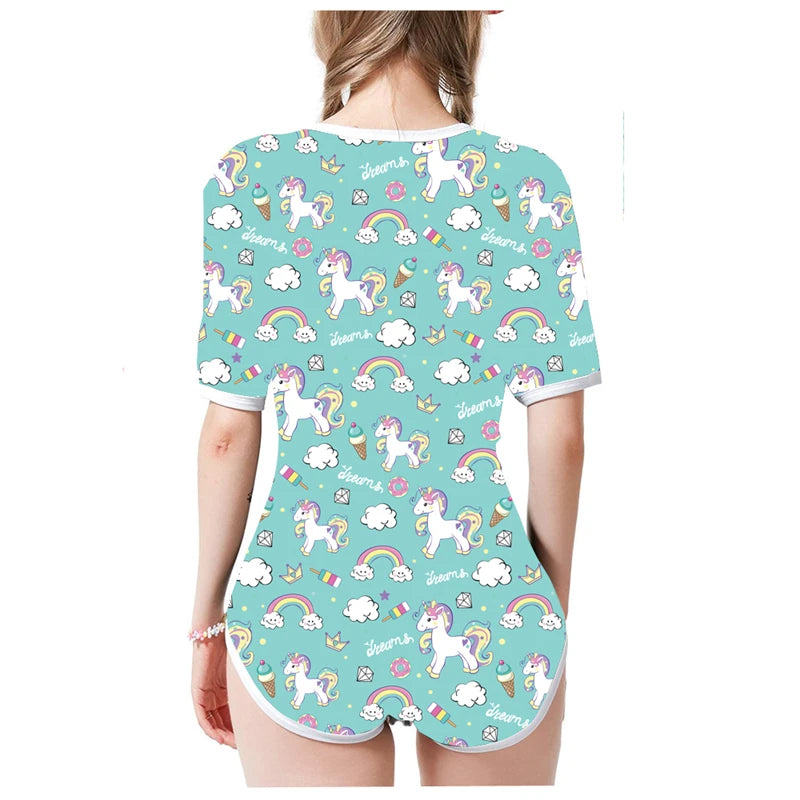 ABDL Lockable Adult Onesie – Cotton Bodysuit | Pink & Blue