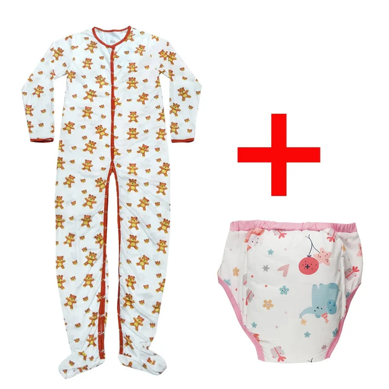 ABDL Footed Pajama & Training Pants Set – Little Space Cotton Sleeper | Sizes S–4XL