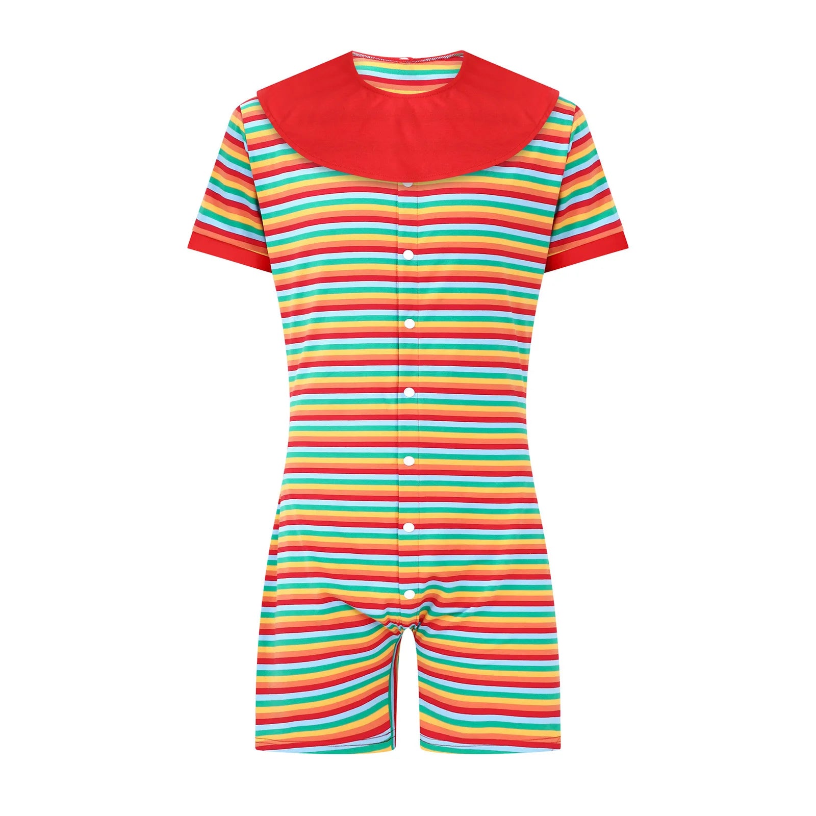 Striped ABDL Bib Bodysuit — Removable Bib, Button Snap Crotch Little Space Onesie (S–XXL)