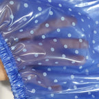 Blue Polka Dot Transparent PVC Plastic Diaper Shorts – Leakproof Waterproof Adult Incontinence Cover | Soft Pull-On ABDL Pants