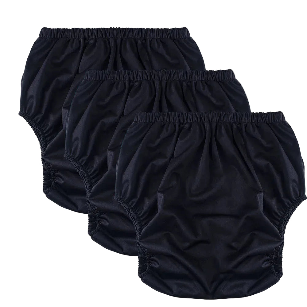 3-Pack Solid Color Waterproof Adult Diaper Covers – Reusable Leakproof Pants | White/Black/Purple/Blue/Gray