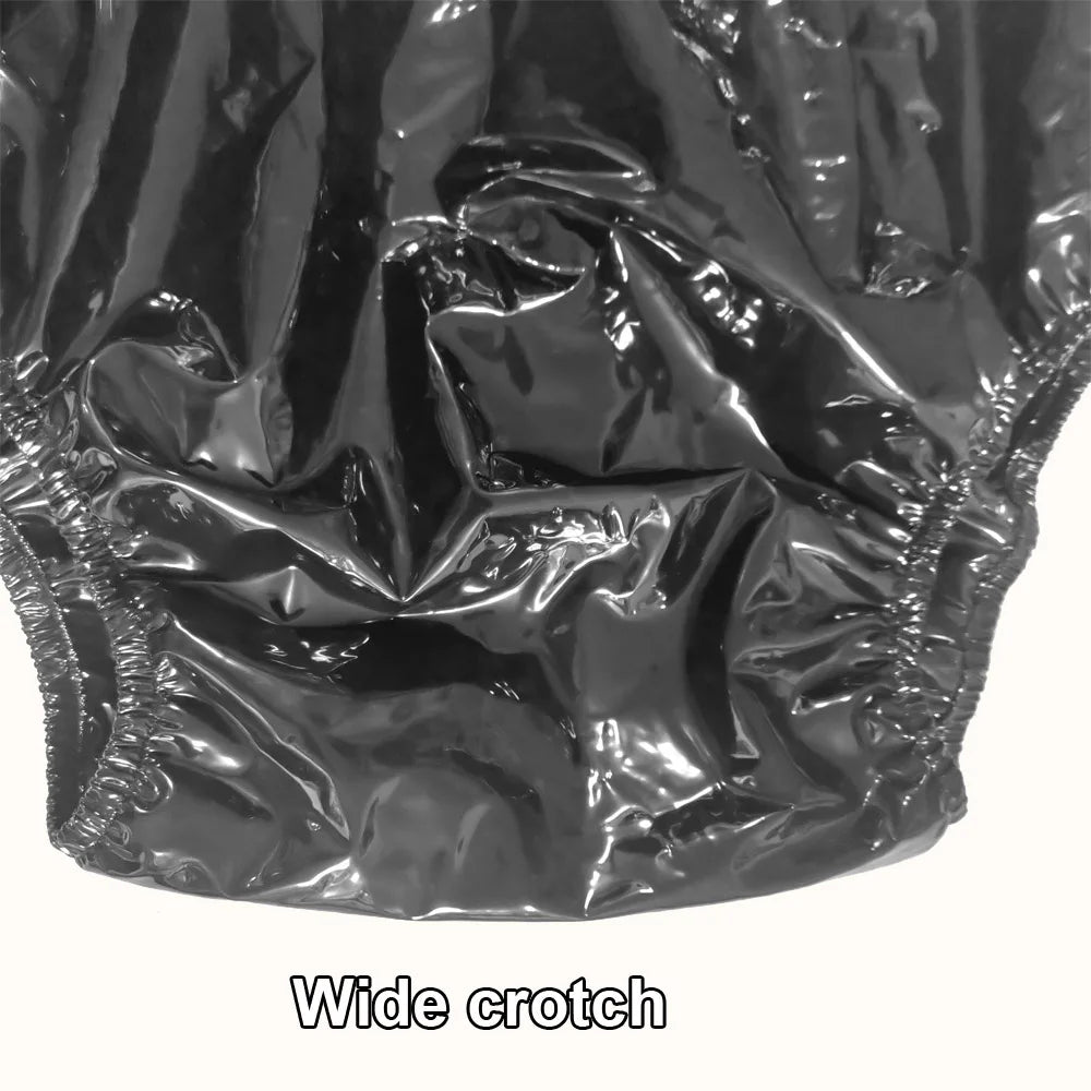 Black Opaque PVC Adult Diaper Cover – Reusable Leakproof Plastic Pants | Soft Waterproof Non-Transparent Pull-On Pants