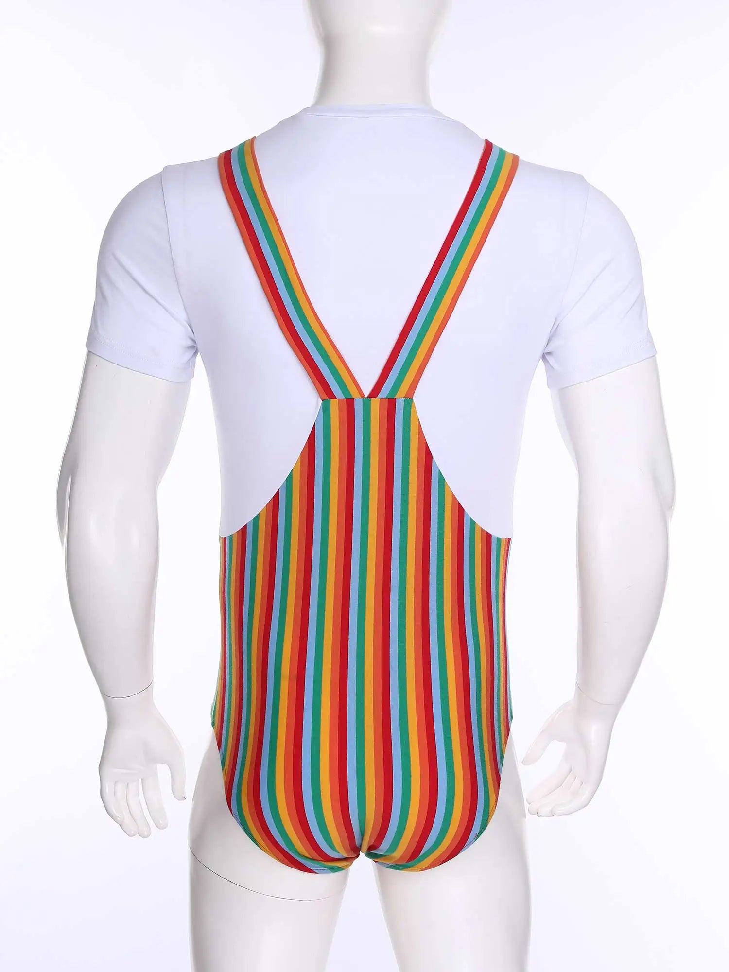 Striped Overalls ABDL Onesie Bodysuit — Button Snap Crotch Little Space Pajamas (M–3XL)