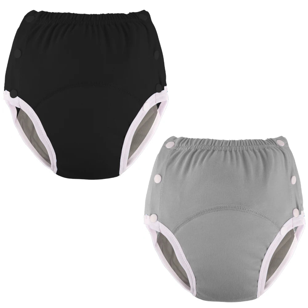 2pcs Reusable Adult Cloth Diaper – Ice Silk Lining, Waterproof TPU, Adjustable Snap Wings | Purple/Black/Grey/Orange ABDL Nappies