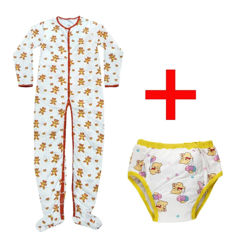 ABDL Footed Pajama & Training Pants Set – Little Space Cotton Sleeper | Sizes S–4XL