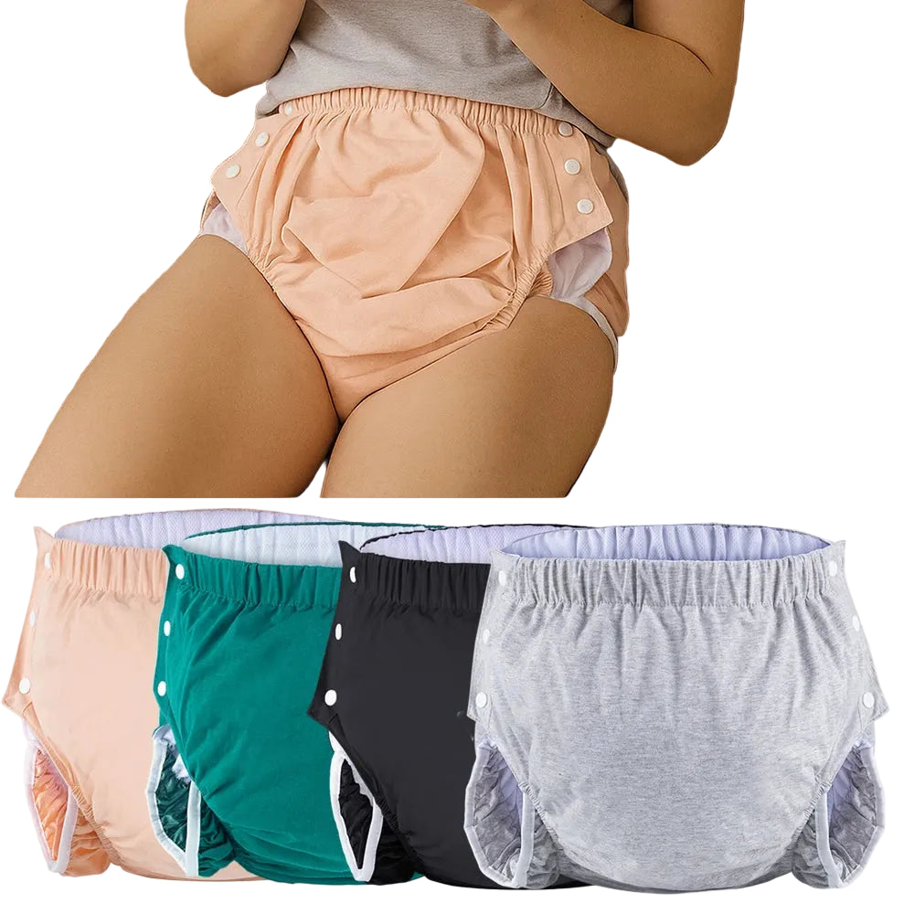 Adult ABDL Adjustable Diaper Cover with Wings & Snaps – Ice Silk Lining Summer Reusable Nappy Pants (Grey / Peach / Green)
