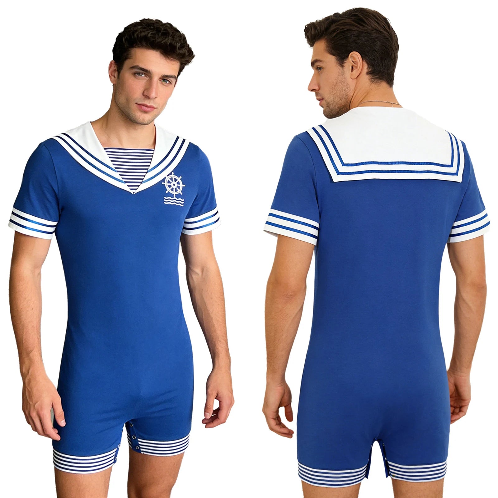 Sailor ABDL Onesie Bodysuit — Button Snap Crotch Little Space Pajamas (S–XXL)
